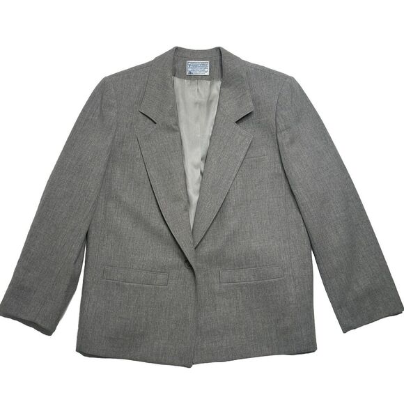 Vintage Pendleton Wool Blazer Jacket Size 18W Gray Button Up Made In Usa Women’s - Picture 1 of 16